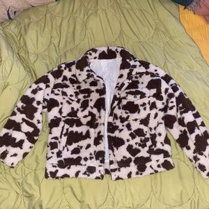 Cow hide print Fuzzy Jacket